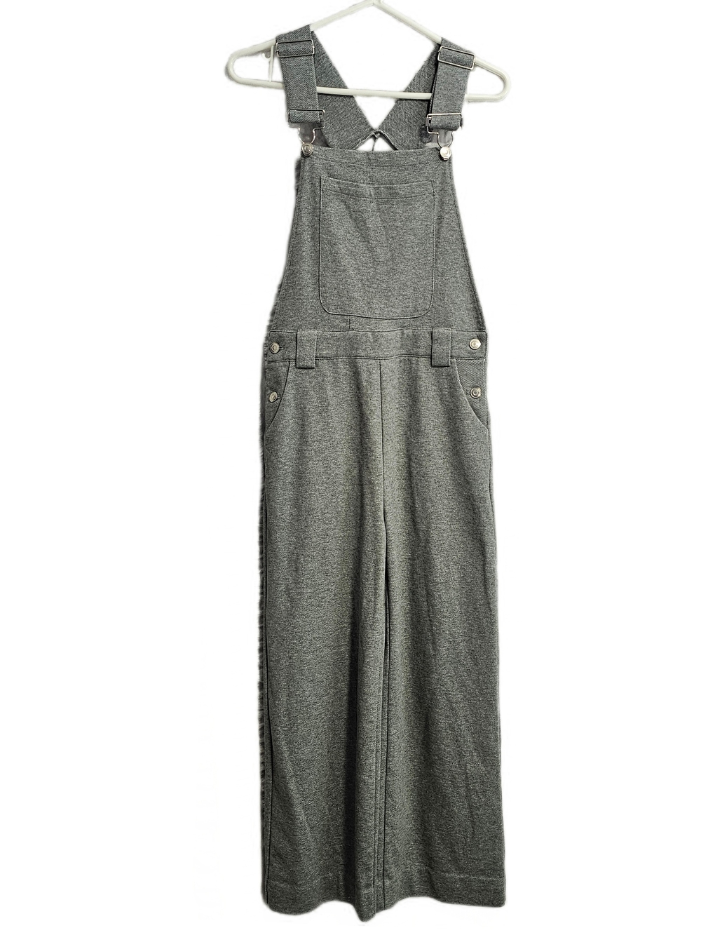 Commense Classic Gray Wide-Leg Jersey Knit Bib Overalls Womens